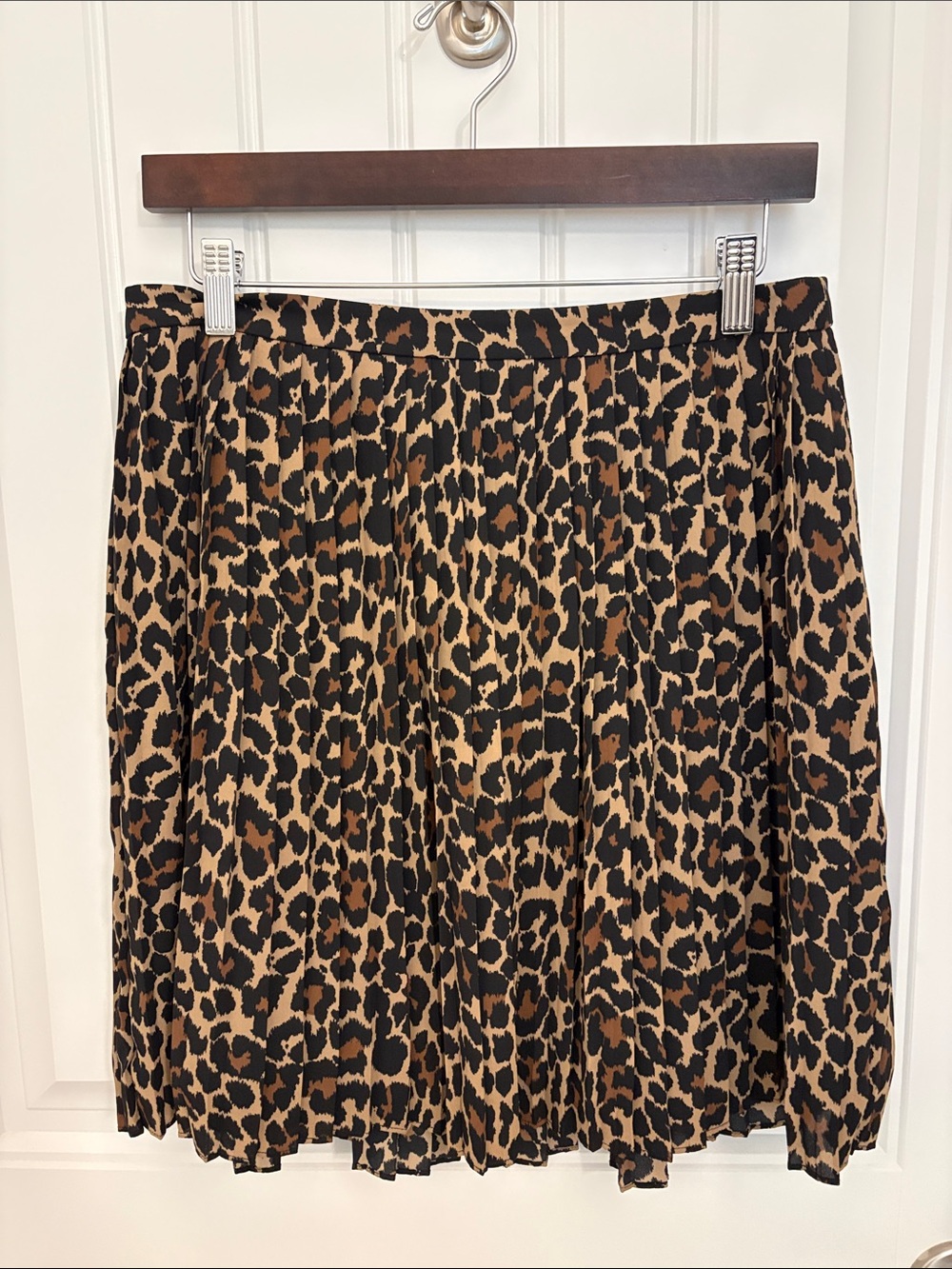 J. Crew Pleated Leopard Print Midi Skirt in Brown and Black Size 6